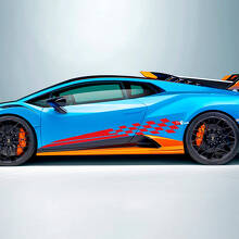 Schachbrett-Flaggenstreifen Seitenvinyl-Aufkleber Grafiken 3 für Lamborghini STO 3