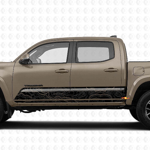 Topografische Karte Seitlicher Aufkleber für Schwellerstreifen Vinyl-Decal-Kit für Toyota Tacoma