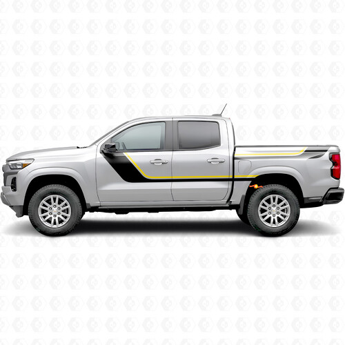 Schräg verlaufende obere Akzenttür- und Seitenbetttape-Streifen für Chevrolet Colorado 3. Generation 2023-2026