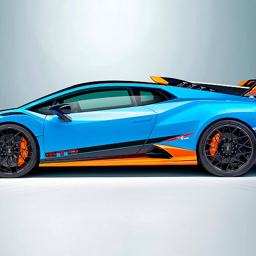 Rennneigung Streifen Seiten Vinyl Aufkleber Grafiken für Lamborghini STO 2
 1