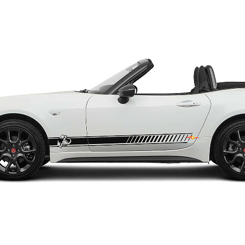 Seiten-Abarth-Racing-Streifen-Aufklebergrafik für Fiat 124 Spider Abarth
