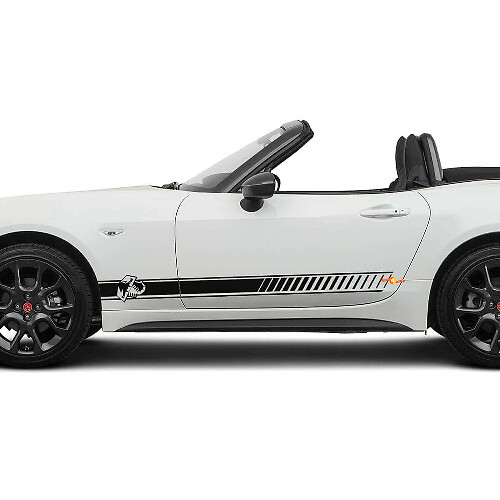 Seiten-Abarth-Racing-Streifen-Aufklebergrafik für Fiat 124 Spider Abarth
