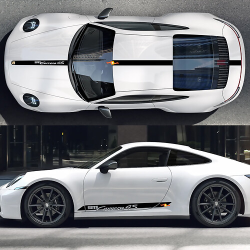 Carrera 4S Seitenschürze Dach Aufkleber Rocker Panel Streifen Türen Kit Aufkleber für Porsche 911
