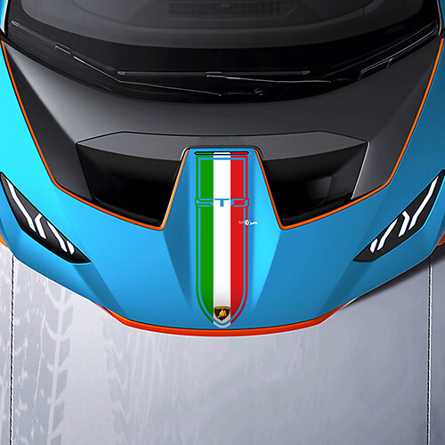 Motorhauben-Rennstreifen Dreifarbiges Vinyl-Aufklebergrafik für Lamborghini STO 2
