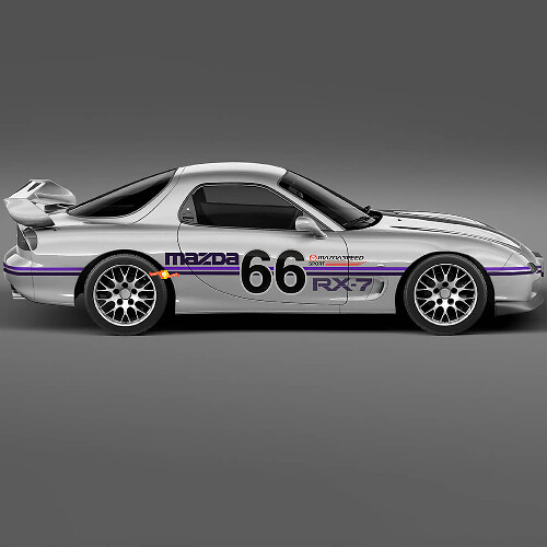 Vollständiger 66 Kit Seitliche Motorhaubenstreifen-Aufkleber - Individueller Vinylaufkleber für Mazda RX-7 Sport
