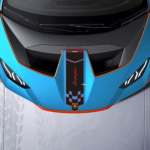 Motorhaube Schachbrett Renn-Vinyl-Aufkleber Grafiken für Lamborghini STO
 1