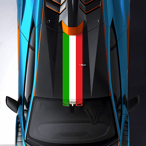 Dach- und Windschutzscheiben-Dreifarbenstreifen STO-Logo-Rennvinyl-Aufklebergrafiken für Lamborghini STO
