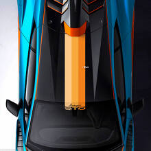 Dach- und Windschutzscheiben-Dreifarbenstreifen STO-Logo-Rennvinyl-Aufklebergrafiken für Lamborghini STO
 2