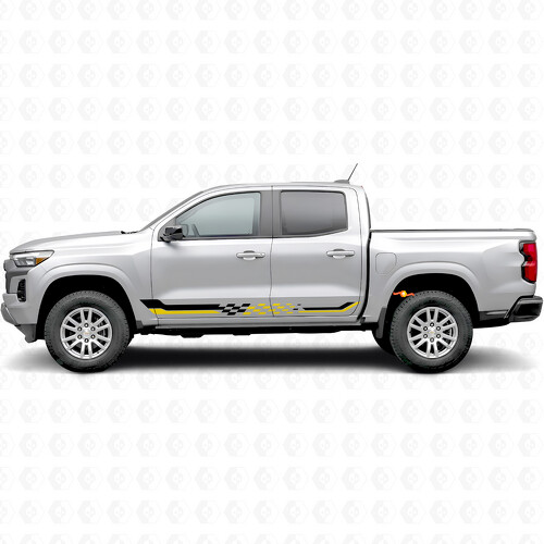 Schachbrett-Rennstreifen für Tür- und Schwellerverkleidung aus Vinyl für Chevrolet Colorado 3. Generation 2023-2026