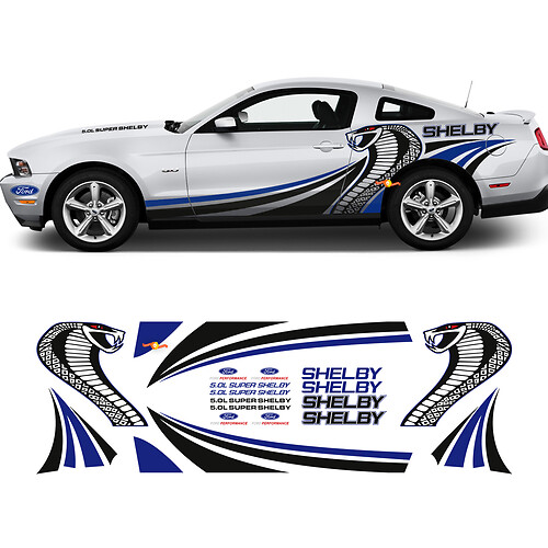 SHELBY Seiten-Grafik-Aufkleber Racing Kit für Ford Mustang