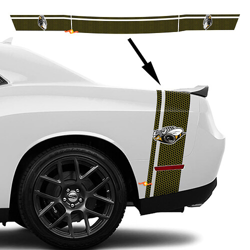 RUMBLE BEE Wabenheckbett Heck Bumblebee Streifen Aufkleber für Dodge Challenger