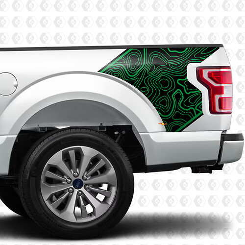 Paar Topografische Karten Seitenschlafgrafik Aufkleber für Ford F150 Raptor