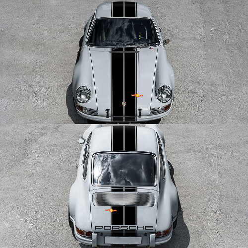 Mittelstreifen-Rennstreifen Vinyl-Aufkleber-Set für Porsche 911 ST 1970