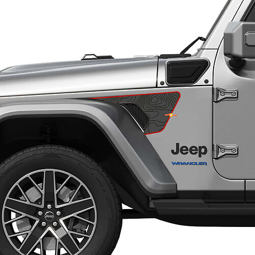 Topographischer Kartenstil Lüftungsschlitz Vinyl-Aufkleber für Jeep Wrangler
