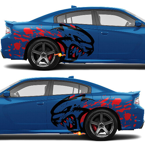 SRT Hellcat mit Blutseite Heckkotflügel-Aufklebern Grafiken für Dodge Charger oder Challenger
