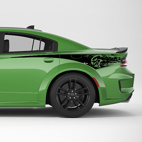 Hellcat Verwitterte hintere Viertel-Seitenstreifen-Vinyl-Aufkleber für Dodge Charger
 1