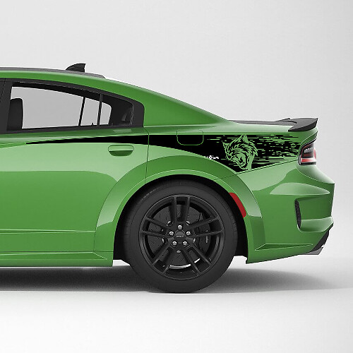 Hellcat Used-Look Heckkotflügel-Seitenstreifen Vinyl-Aufkleber-Kit für Dodge Charger