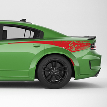 Hellcat Verwitterte hintere Viertel-Seitenstreifen-Vinyl-Aufkleber für Dodge Charger
 3