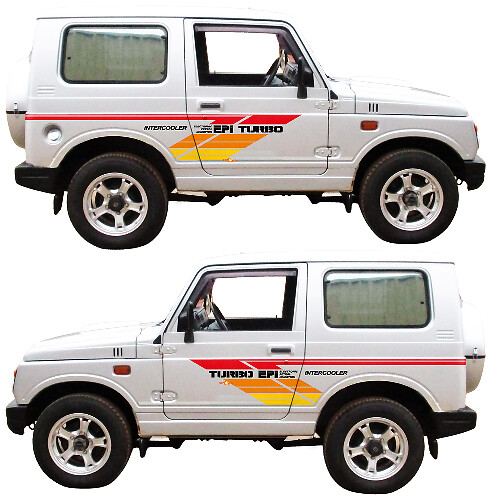 Suzuki JIMNY Turbo EPI Ladeluftkühler Vintage Retro Streifen Türaufkleber Grafiken
