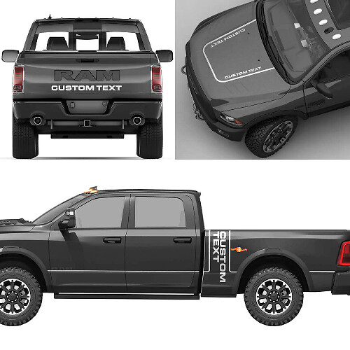 Individuelles Schriftzug-Komplettset Vinylaufkleber für Dodge Ram Power Wagon
