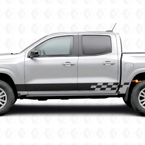 Schachbrett-Blitz Tür- & Schweller-Vinylstreifen für Chevrolet Colorado 3. Generation 2023-2026