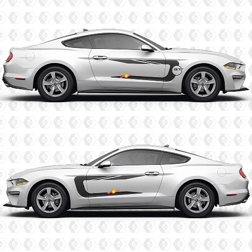 GT Seitentür Racing Streifen Vinyl Aufkleber Sticker Grafiken 2 für Ford Mustang GT