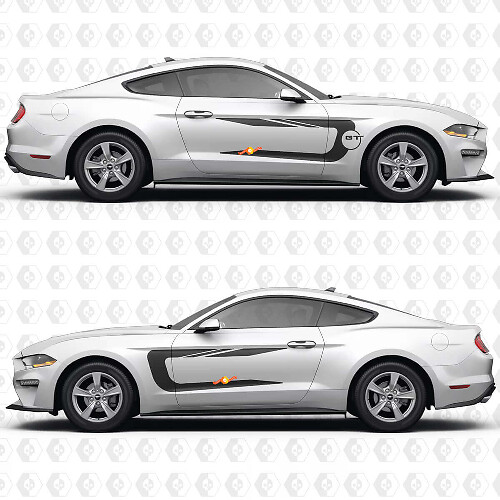 Seitentüren Rennstreifen Vinyl-Aufkleber Grafik für Ford Mustang GT