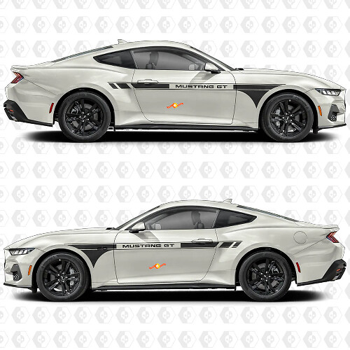 Beschriftung GT Seitentüren Racing Stripes Vinyl Aufkleber Sticker Grafik für Ford Mustang GT