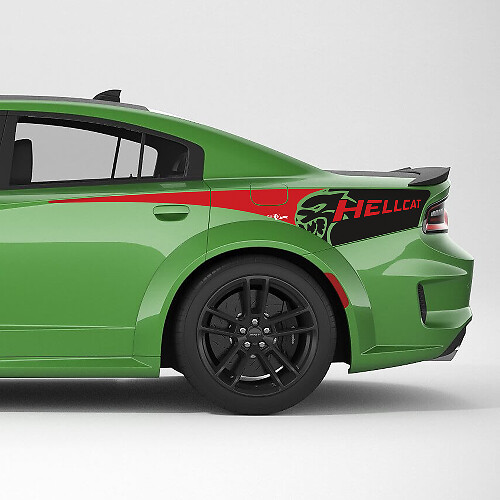 Hellcat SRT 2 Farben Heckviertel Seitenstreifen Vinyl Aufkleber für Dodge Charger
