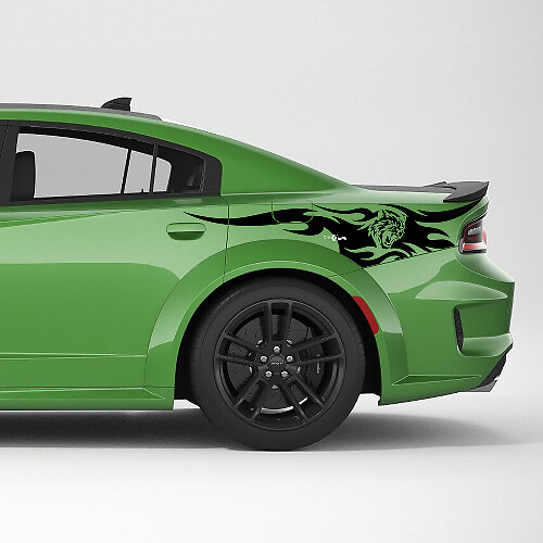 Wildcat Flames Heckseitenstreifen Vinyl-Aufkleberset für Dodge Charger