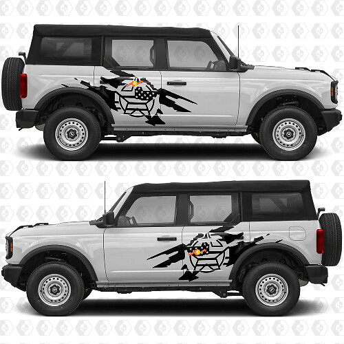 Side Doors USA US Flag Military Star Splash Graphics Decals Stickers for Ford Bronco