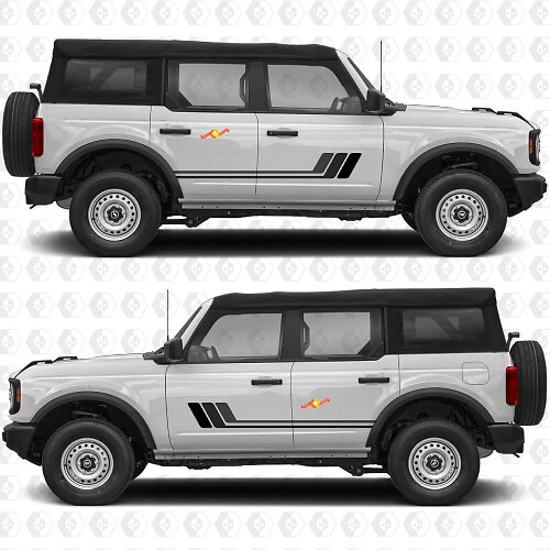 Retro Heritage Vintage Streifen Seiten Türen Vinyl Aufkleber Sticker Grafiken 2 für Ford Bronco
