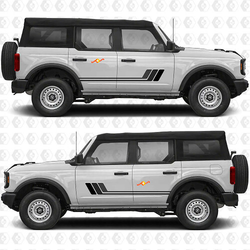 Retro Vintage Streifen Seitentüren Vinyl Aufkleber Sticker Grafik 2 für Ford Bronco