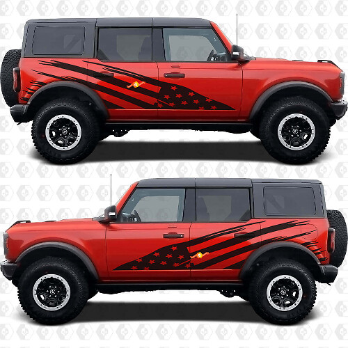 Abgenutzter USA-Flaggen-Seitenvinylaufklebersatz für Musclecar-Pferd