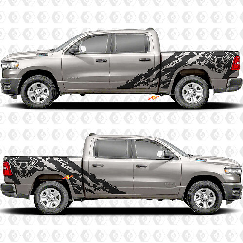  Bull Head Splash Seitentüraufkleber Abziehbilder Grafiken für Dodge RAM 1500 2500 3500