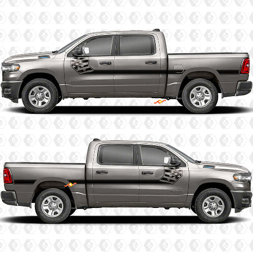 USA-Flagge Seitenstreifen Vinyl-Aufkleber-Set für Dodge RAM 1500