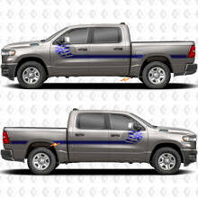 USA-Flagge Seitenstreifen Vinyl-Aufkleber-Set für Dodge RAM 1500_3