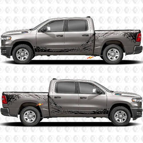 Mud Splash Side Doors Bedside Stickers Decals Graphics for Dodge RAM 1500 1