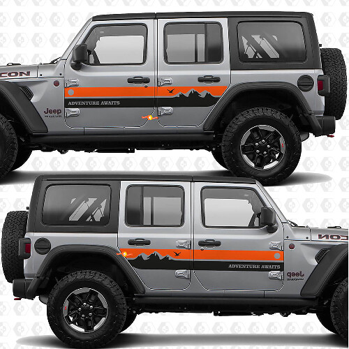 Mountain Style Seitenstreifen Vinyl Aufkleber Set für Jeep Wrangler