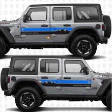 Mountains Side Doors Stripes with Custom Text Vinyl decal sticker fit Jeep Wrangler 2