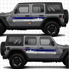 Mountains Side Doors Stripes with Custom Text Vinyl decal sticker fit Jeep Wrangler 3
