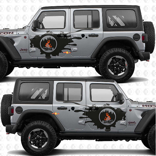Campfire Seitentür Vinyl-Aufkleber-Set für Jeep Wrangler_1