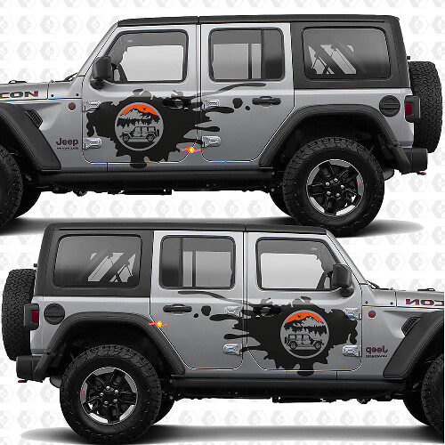 Berge Natur Overland Seiten Vinylaufkleber für Jeep Wrangler_1