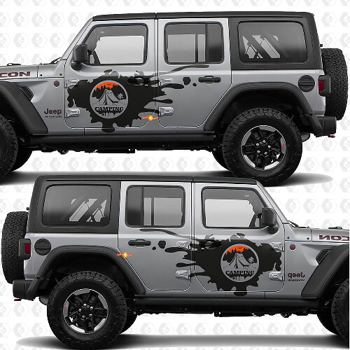 Berge Natur Camping Seiten Tür Streifen Vinylaufkleber für Jeep Wrangler