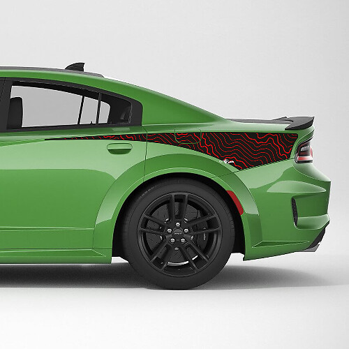 Topografische Linien Seitenstreifen für das hintere Seitenteil Vinyl-Dekoraufkleber für Dodge Charger
