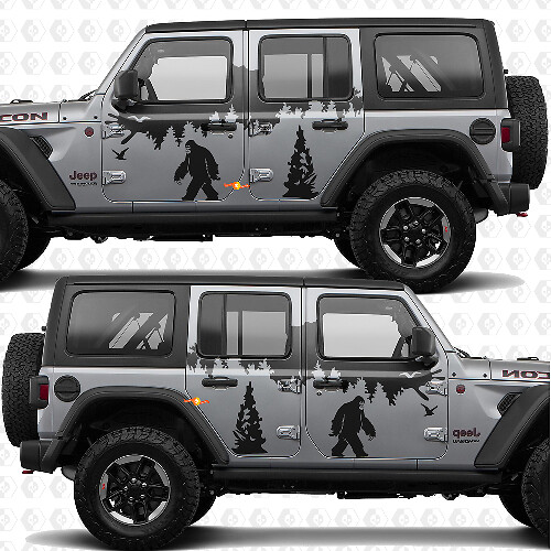 Berge Natur Yeti Sasquatch Seitentüren Streifen Vinyl Aufkleber für Jeep Wrangler 1