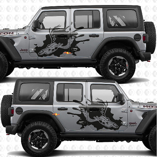 Deer Scull Splash Side Doors Vinyl decal sticker fit Jeep Wrangler 1