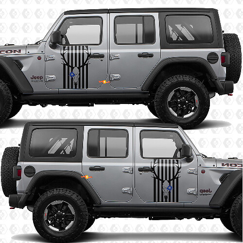 Deer US Flag Patriotic Star Splash Side Doors Vinyl decal sticker fit Jeep Wrangler 1