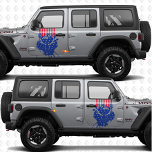 Totenkopf Hirsch US-Flagge Seiten Türen Streifen Vinyl-Aufkleber passend für Jeep Wrangler 3