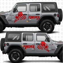 Punisher US-Flaggen-Seitentürstreifen Vinyl-Aufkleber passend für Jeep Wrangler 2